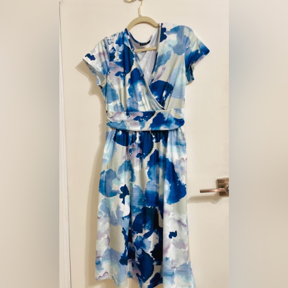 Pastel floral Elegant Blue purple white Dress